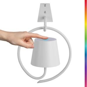 Įkraunamas sieninis LED šviestuvas su 3 spalvų pasirinkimu, reguliuojamu ryškumu, IP54