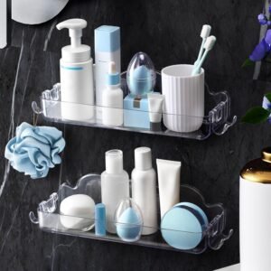 Vonios ir virtuvės lipnios akrilinės lentynos (2 vnt.), montuojamos be gręžimo