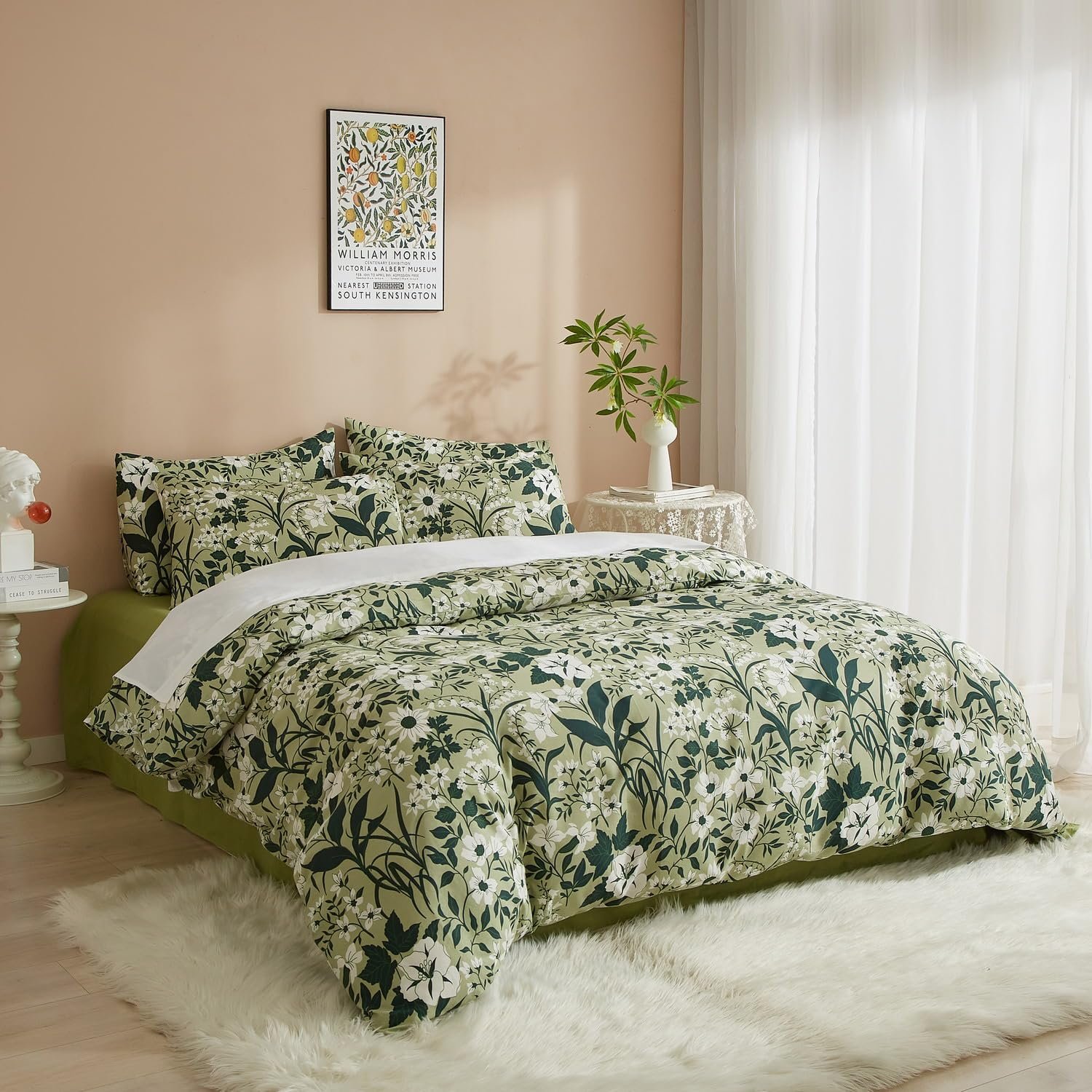 Luofanfei patalynės komplektas, 1 antklodės užvalkalas ir 2 pagalvės užvalkalai 65x65 cm - Image 4