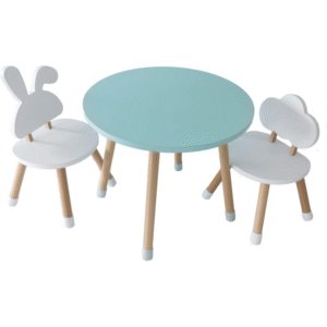KYWAI® Vaikiškas medinis staliukas su 2 kėdutėmis