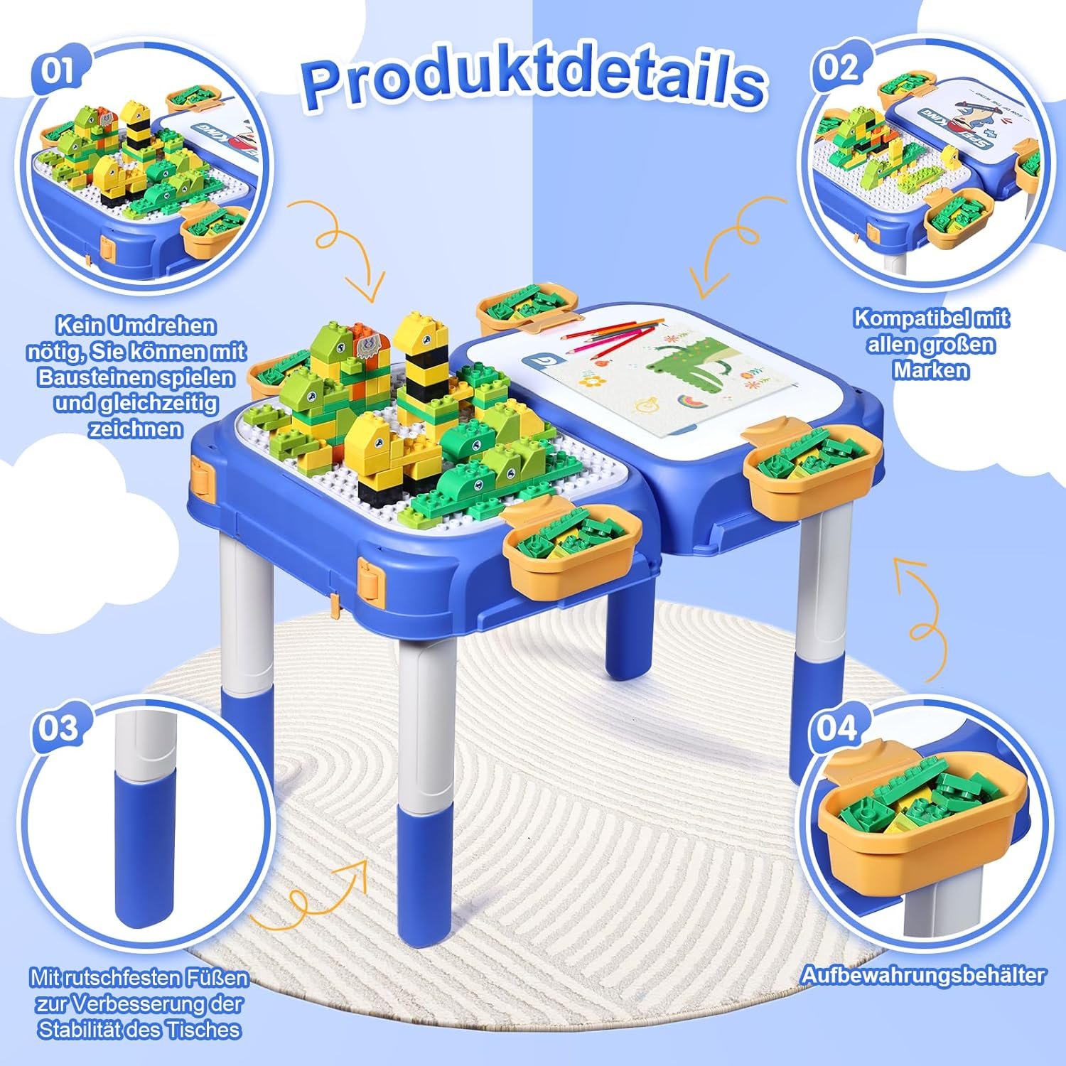Vaikiškas daugiafunkcinis 6in1 staliukas su kėdute - Image 4