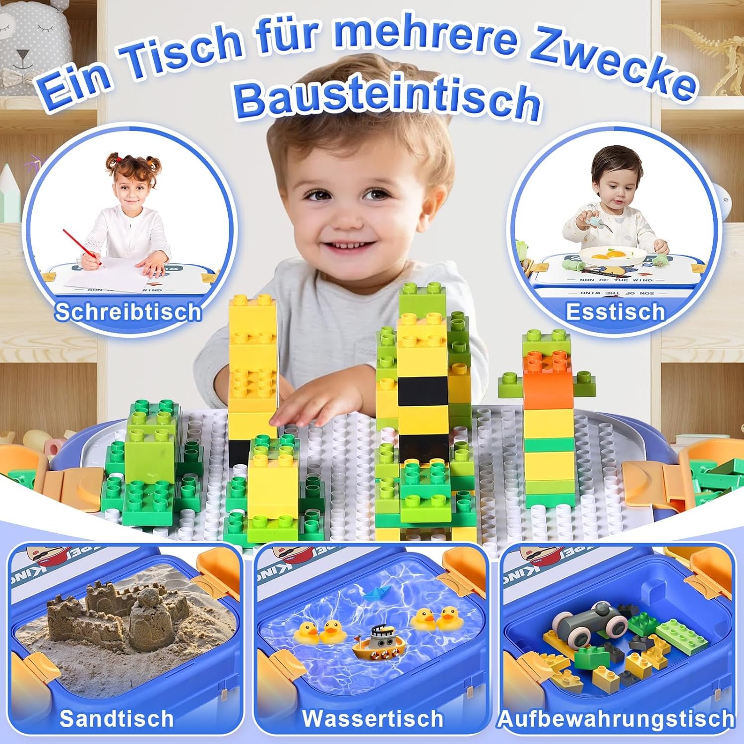 Vaikiškas daugiafunkcinis 6in1 staliukas su kėdute - Image 6