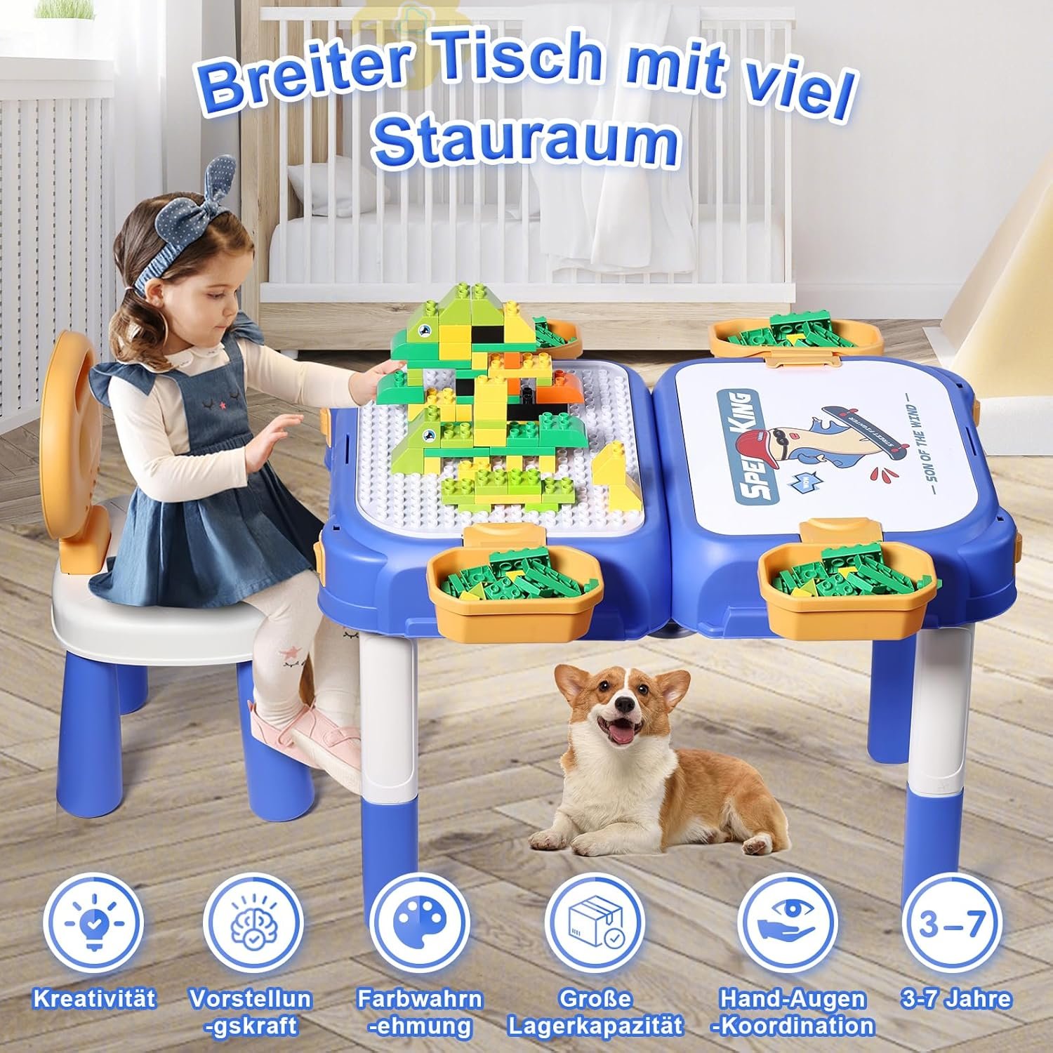 Vaikiškas daugiafunkcinis 6in1 staliukas su kėdute - Image 3